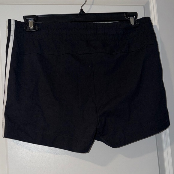 Adidas Women's Black Athletic Shorts with White Stripes - Picture 2 of 3